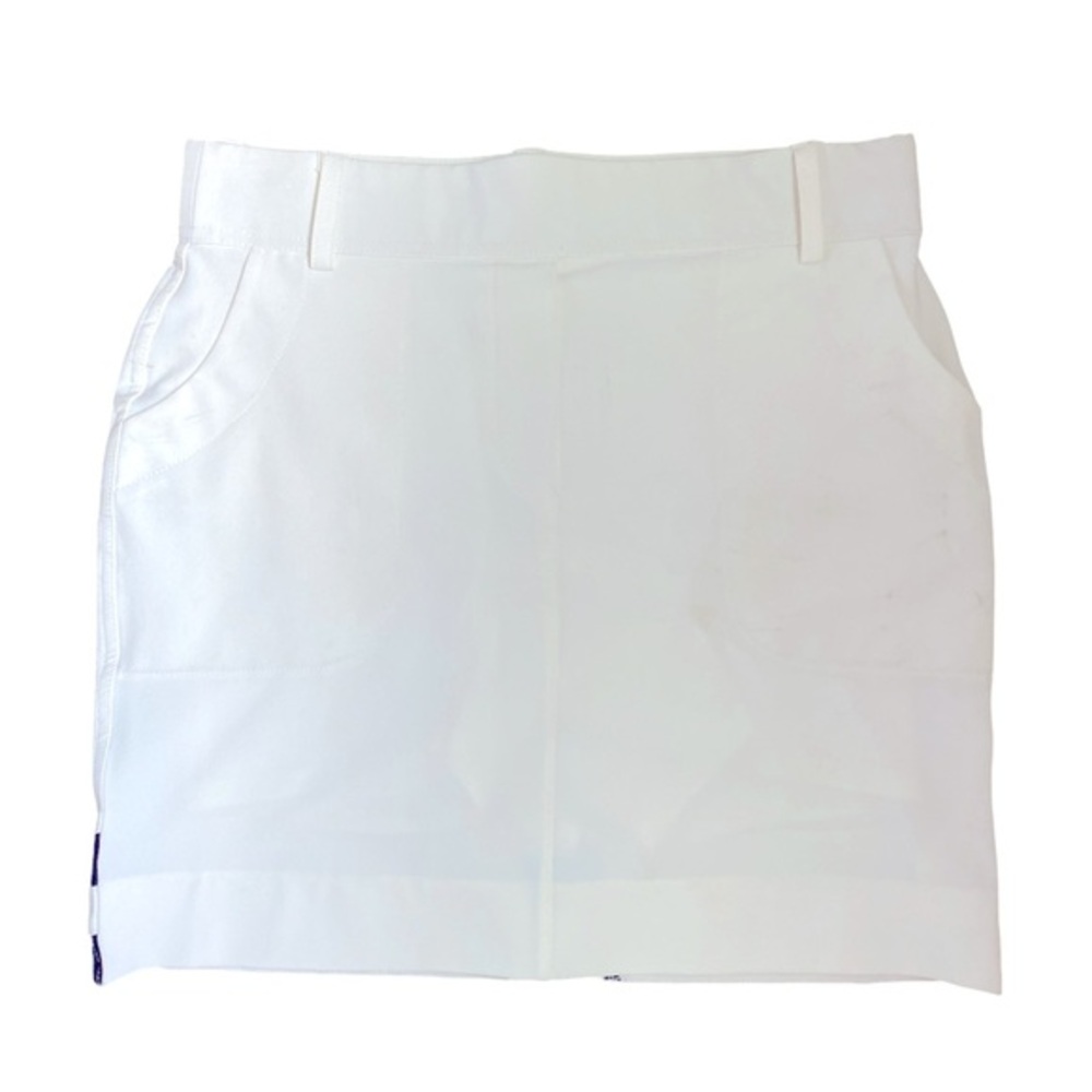 Belyn Key Skort -XS white , black stripe , polyester spandex , stretch waist